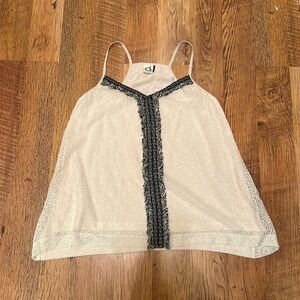 Akemi + Kin Off White Racer Back Beachy Boho Tank Top D6